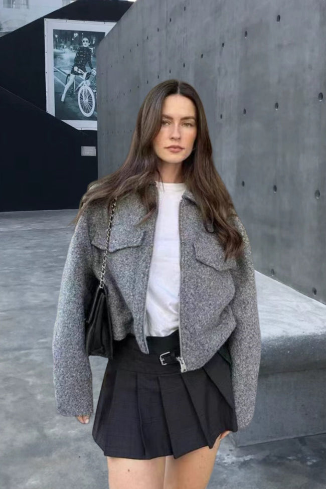 Cropped Wool Street Style Jacket S / Grey Main image