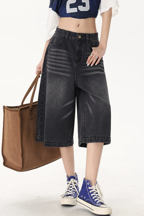 Vintage High Waist Cropped Wide Leg Jeans Main image