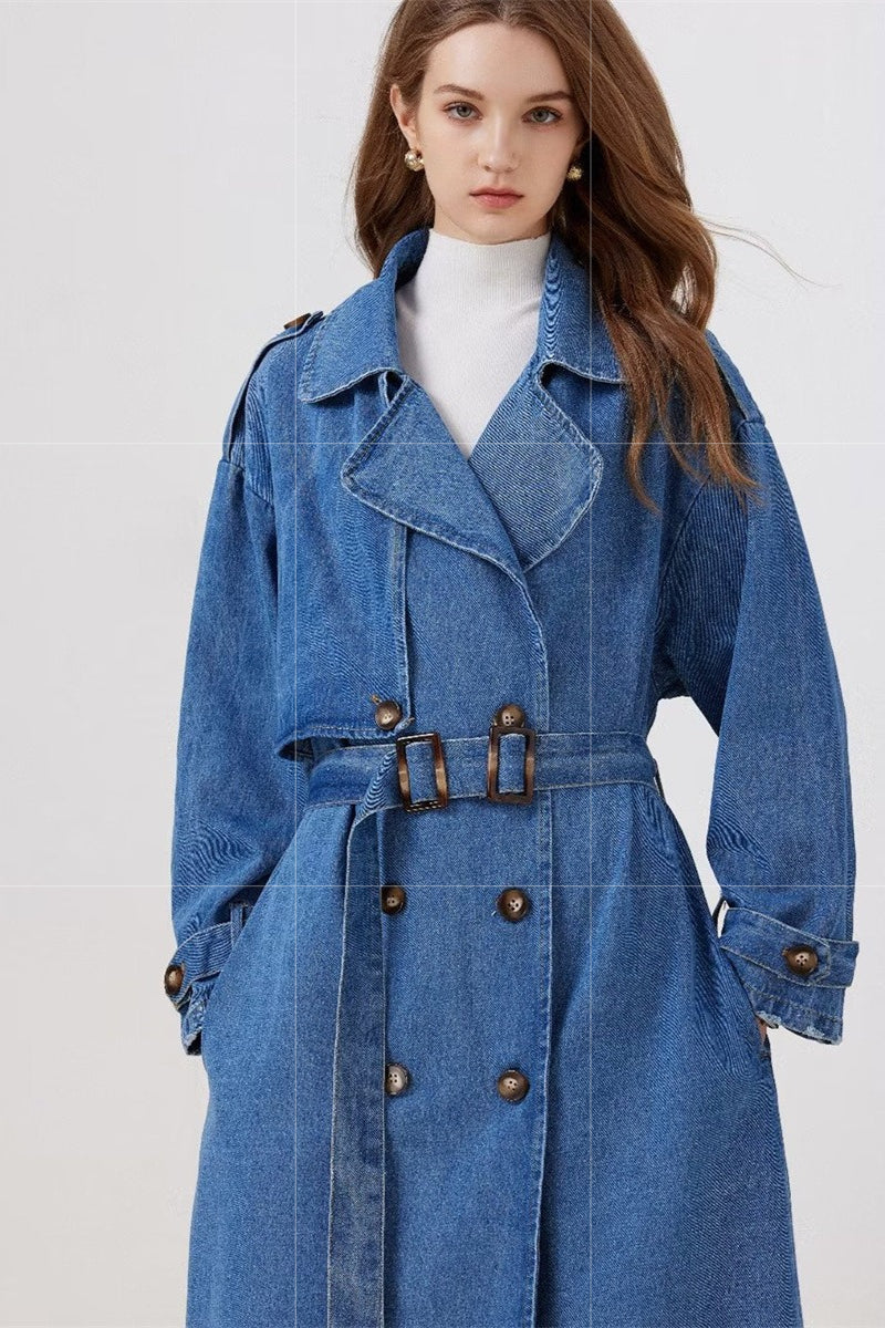 Vintage Denim Long Line Duster Overcoat Main image