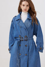 Vintage Denim Long Line Duster Overcoat