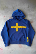 Blue Cross Graphic Washed Pullover Hoodie