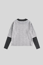 Distressed Collage Graphic Striped Layered Tee