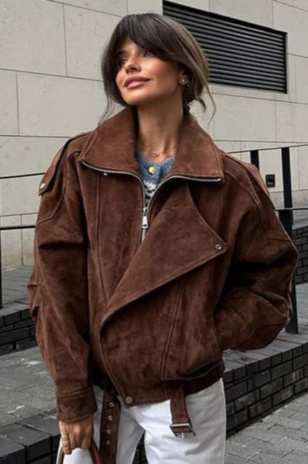 Loose Fit Brown Casual Jacket Brown / S Main image