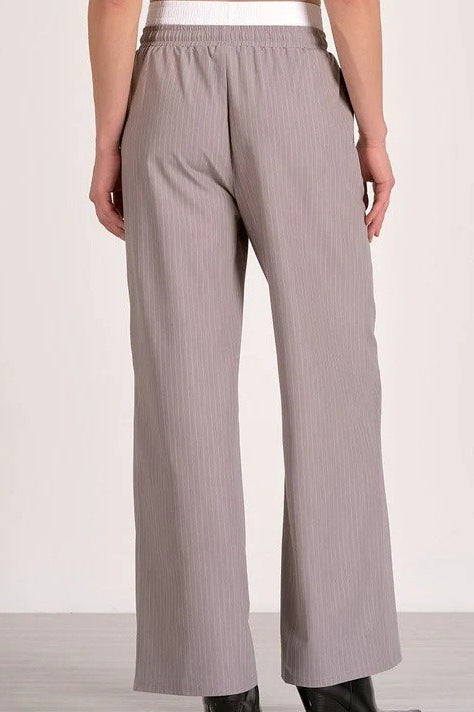 Stripe Patchwork Drawstring Waist Straight Pants