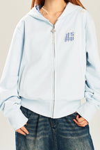 Leopard Lined Devil Horn Cross Zip Hoodie