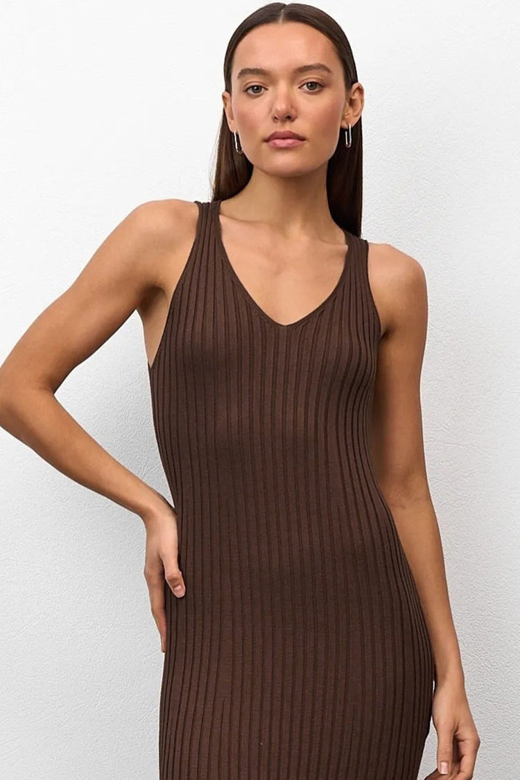 Slim Fit Knit Cami Sweater Dress S / Brown