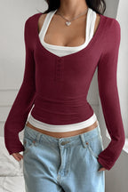 Y2K Layered Camisole Style Long Sleeve Tee