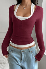 Y2K Layered Camisole Style Long Sleeve Tee