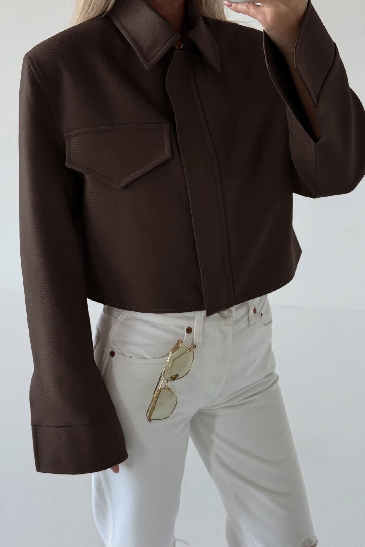 Short Length Brown Zip Closure Jacket Secondary image