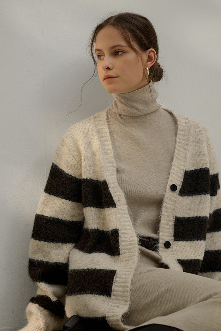 Relaxed Stripe Knit Cardigan Secondary image