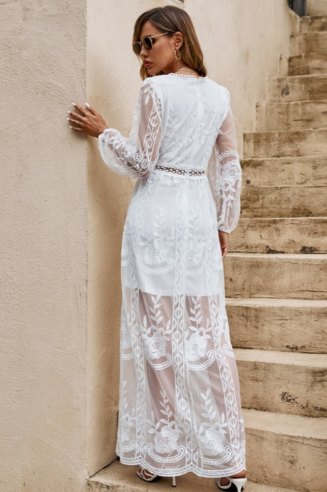V Neck Long Sleeve Flowy Maxi Boho Dress Secondary image