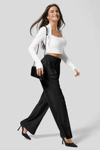 Hip Slimming Wide Leg Relaxed Knit Pants