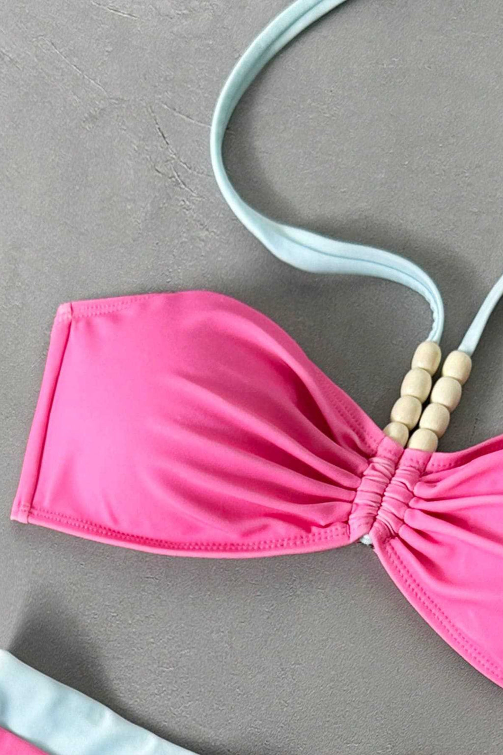Color Block Printed Halter Bandeau Two Piece Swim Set