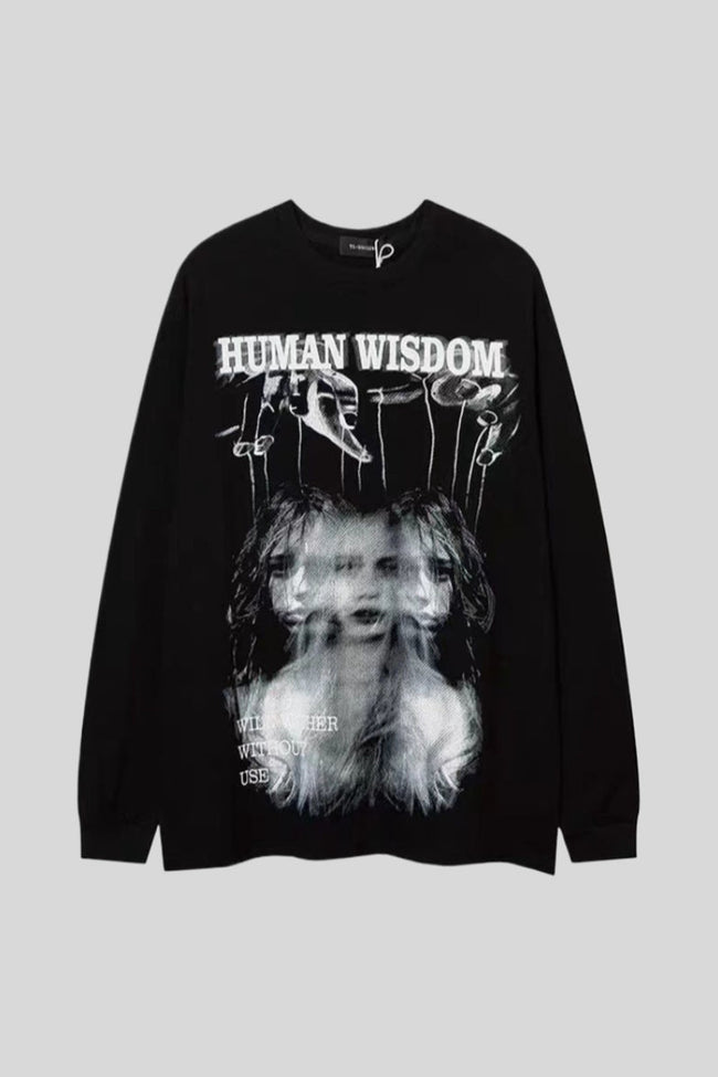 Human Wisdom Photo Graphic Oversized Sweatshirt Main image