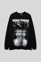 Human Wisdom Photo Graphic Oversized Sweatshirt
