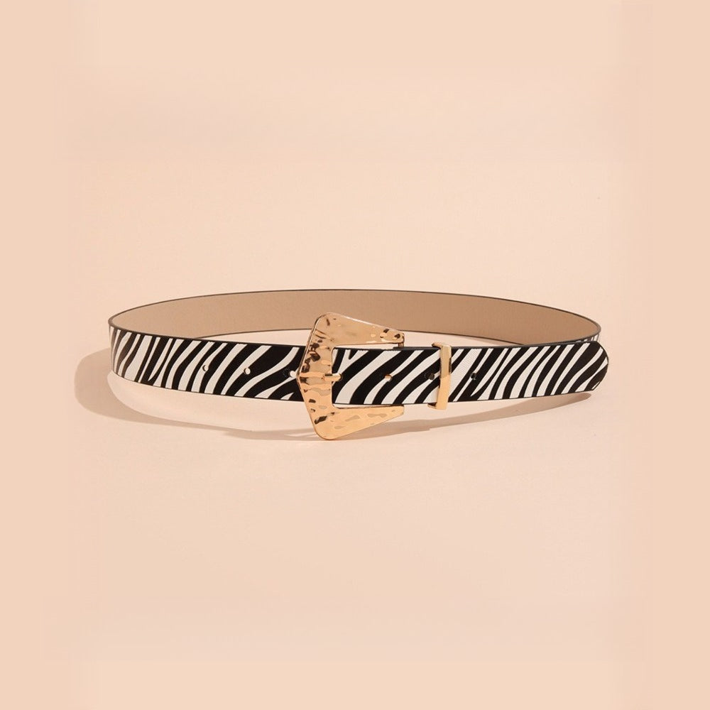 Vintage Animal Print Square Buckle Belt