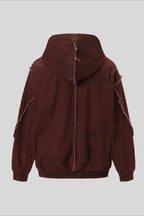 Washed Raw Seam Zip Up Jacket
