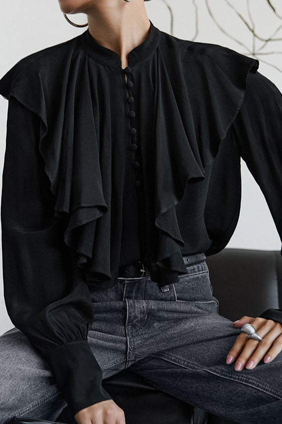 Stand Collar Ruffle Blouse Secondary image