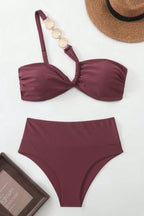Twisted One Shoulder Strappy Bikini Set