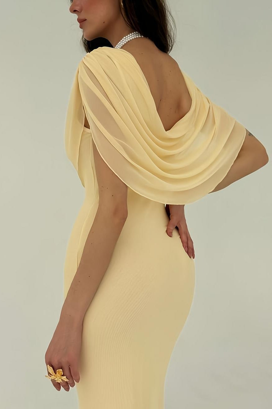 Solid Color Draped Formal Dress Secondary image