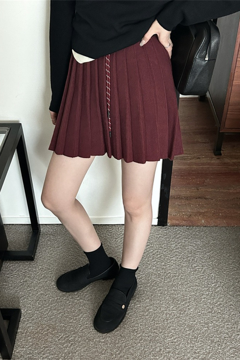 Pleated Knit Mini Skirt Secondary image