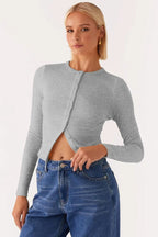 Minimalist Button Cardigan S / Grey