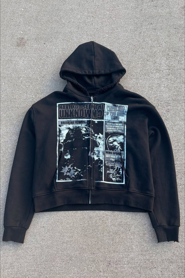Washed Graphic Cropped Hoodie Main image