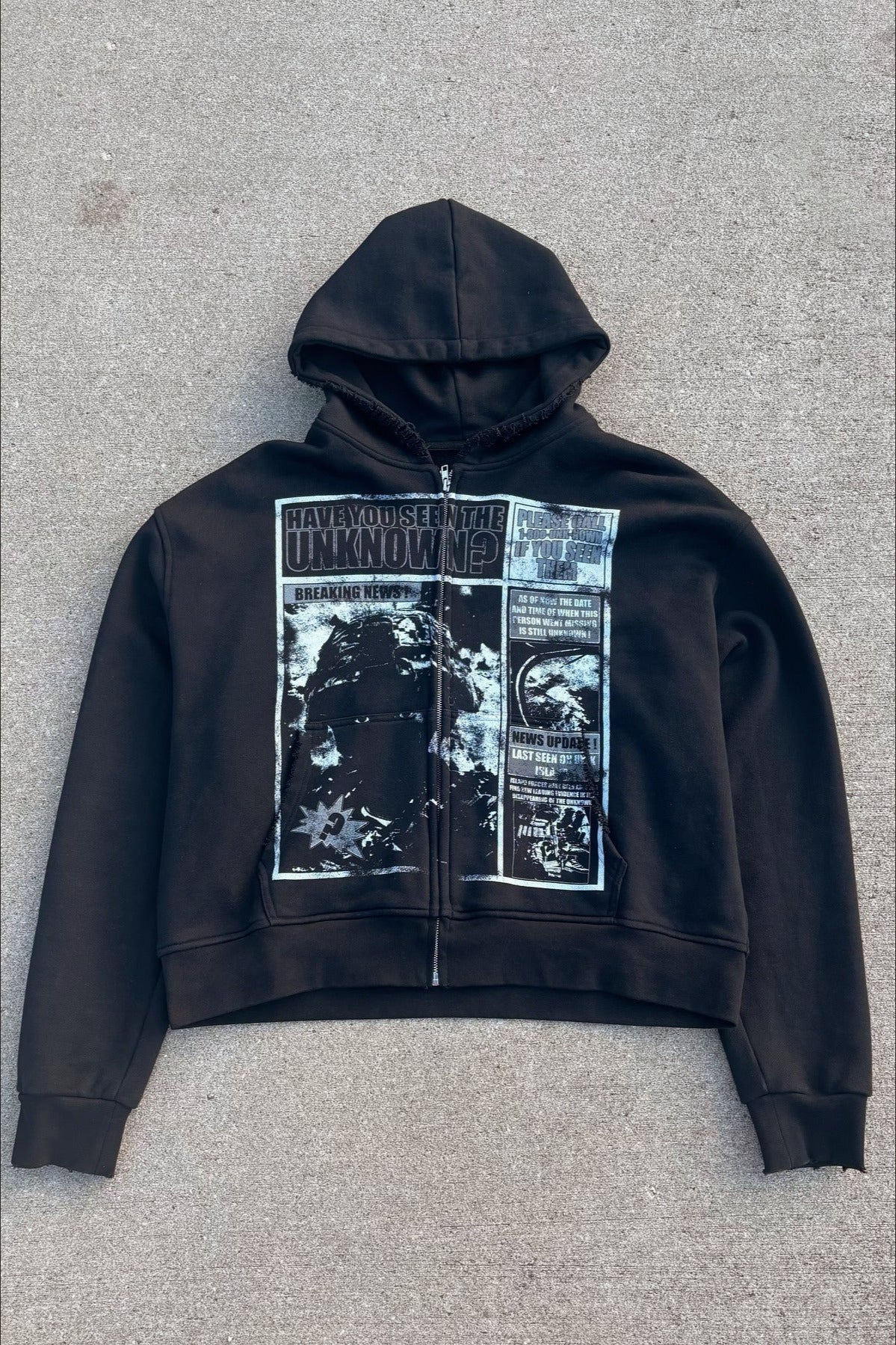 Washed Graphic Cropped Hoodie