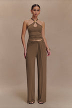 Metal Trim Halter Cutout Chic Halter Top