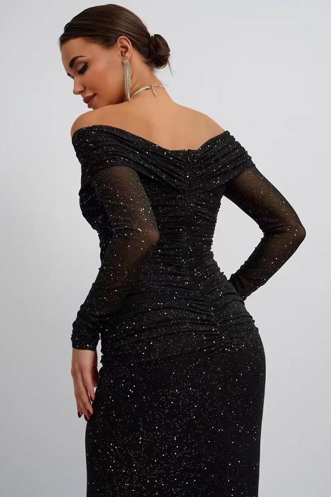 Strapless Mesh Long Sleeve Maxi Party Dress Secondary image