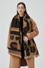 Thick Loop Knit Leopard Pattern Scarf