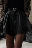 Solid Faux Leather High Waist Tailored Shorts