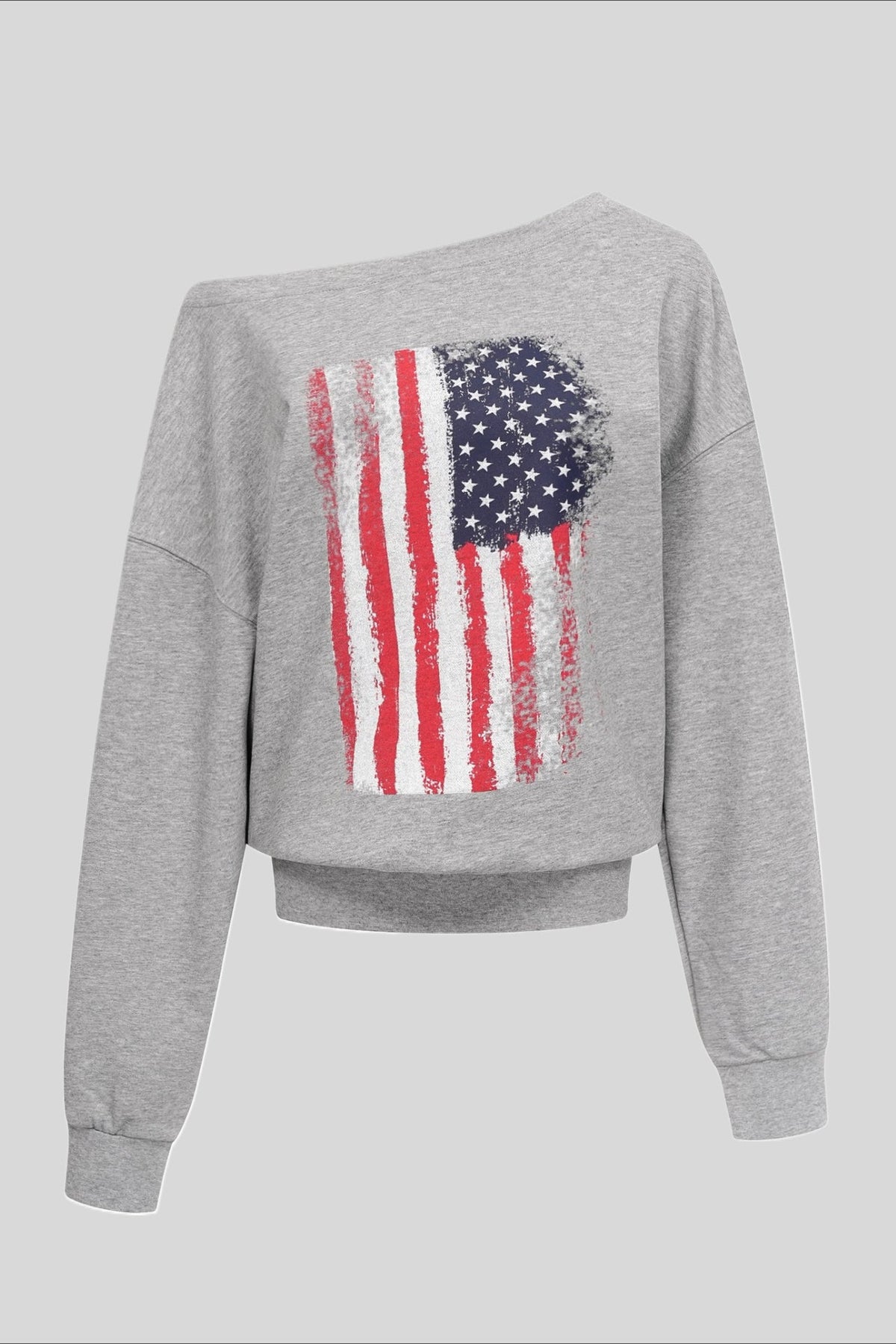 Distressed Flag Off Shoulder Sweatshirt