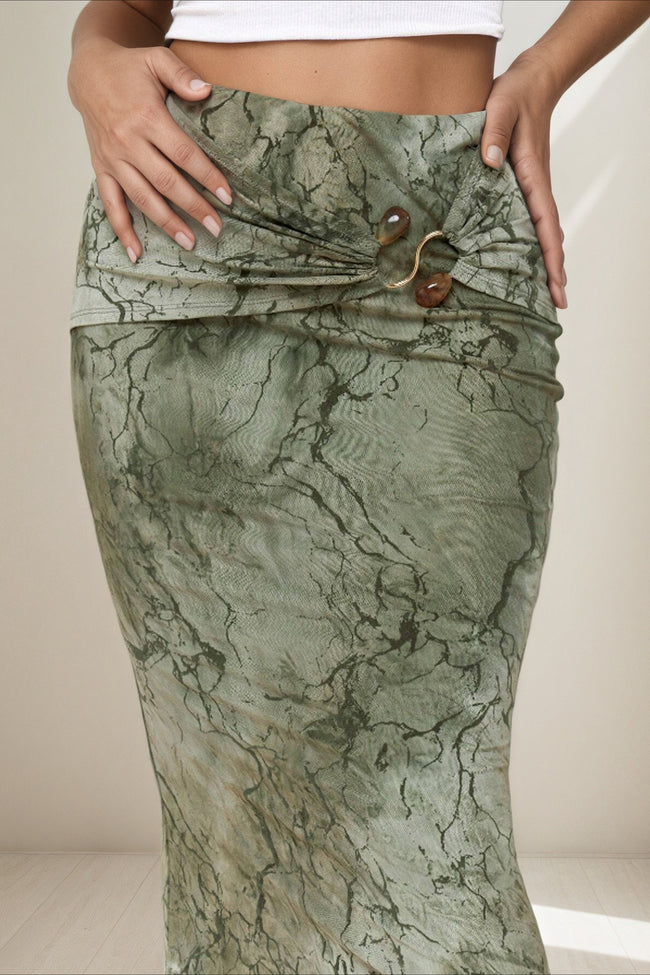 Retro Printed Chic Slim Long Skirt Main image