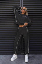 Graphic Line Sweatshirt Two Piece Set