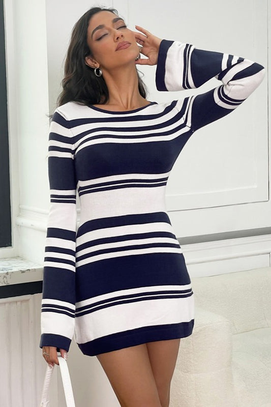 Tie Back Flare Sleeve Sweater Dress Main image
