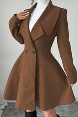 Button Waist Mid Length Sleeve Overcoat