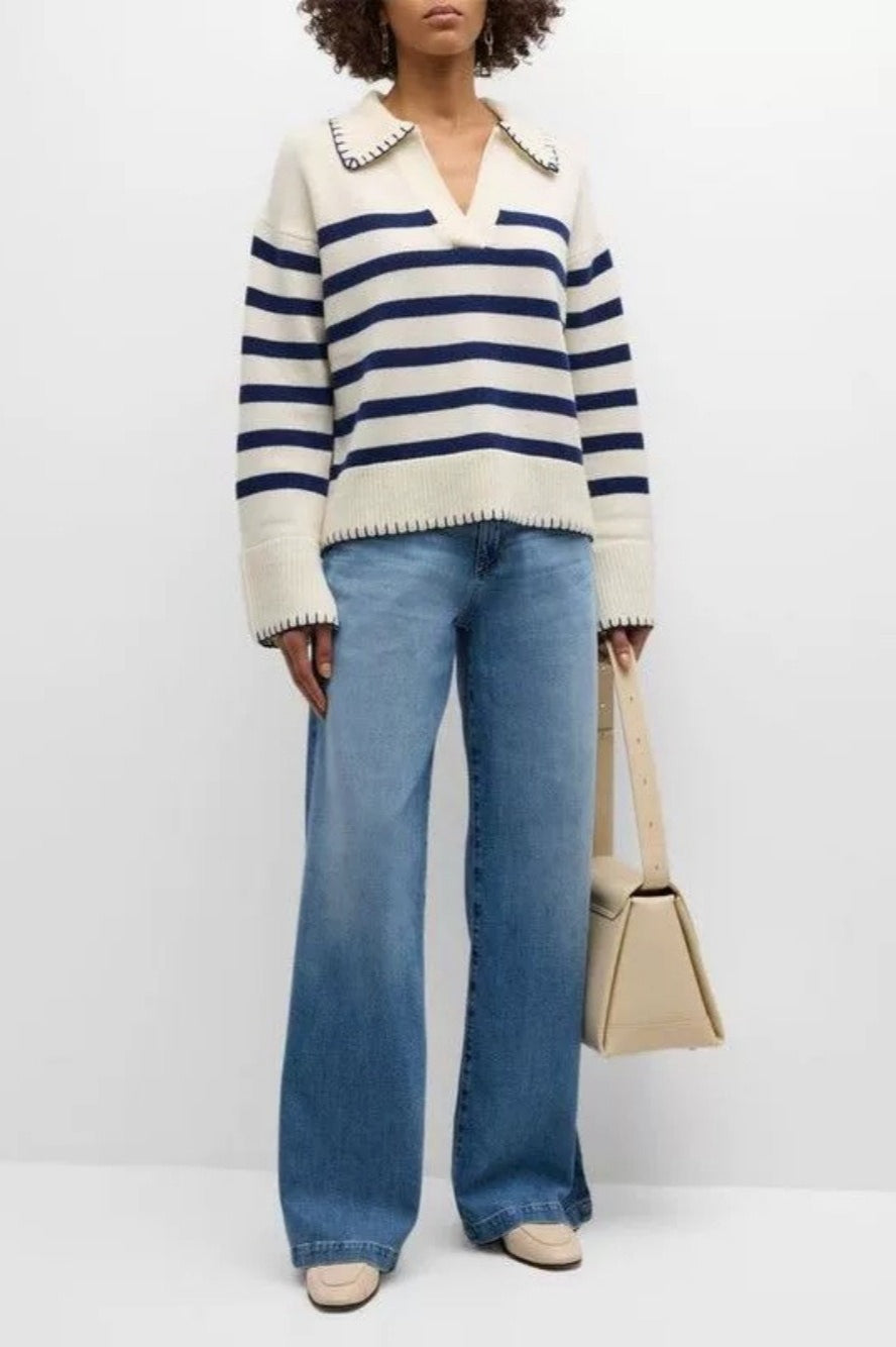 Striped Color Block Polo Sweater Secondary image