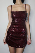 Red Heavy Embellished Bodycon Mini Dress