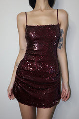 Red Heavy Embellished Bodycon Mini Dress