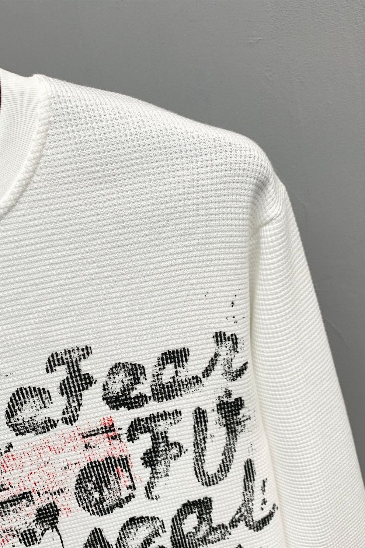 Graffiti Cross Graphic Waffle Long Sleeve Tee