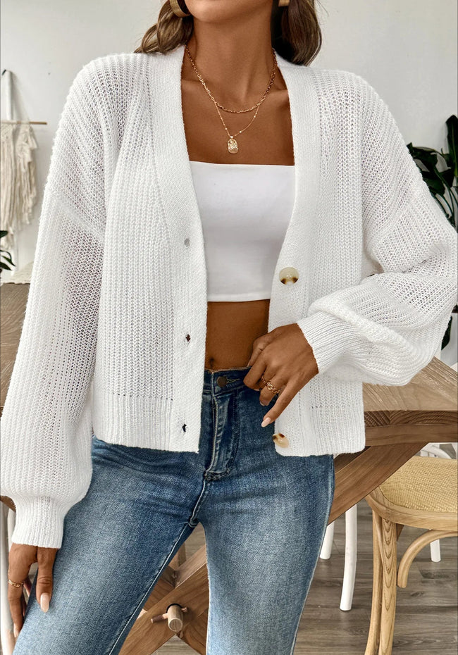 Short Knit Long Sleeve Cardigans White / S Main image