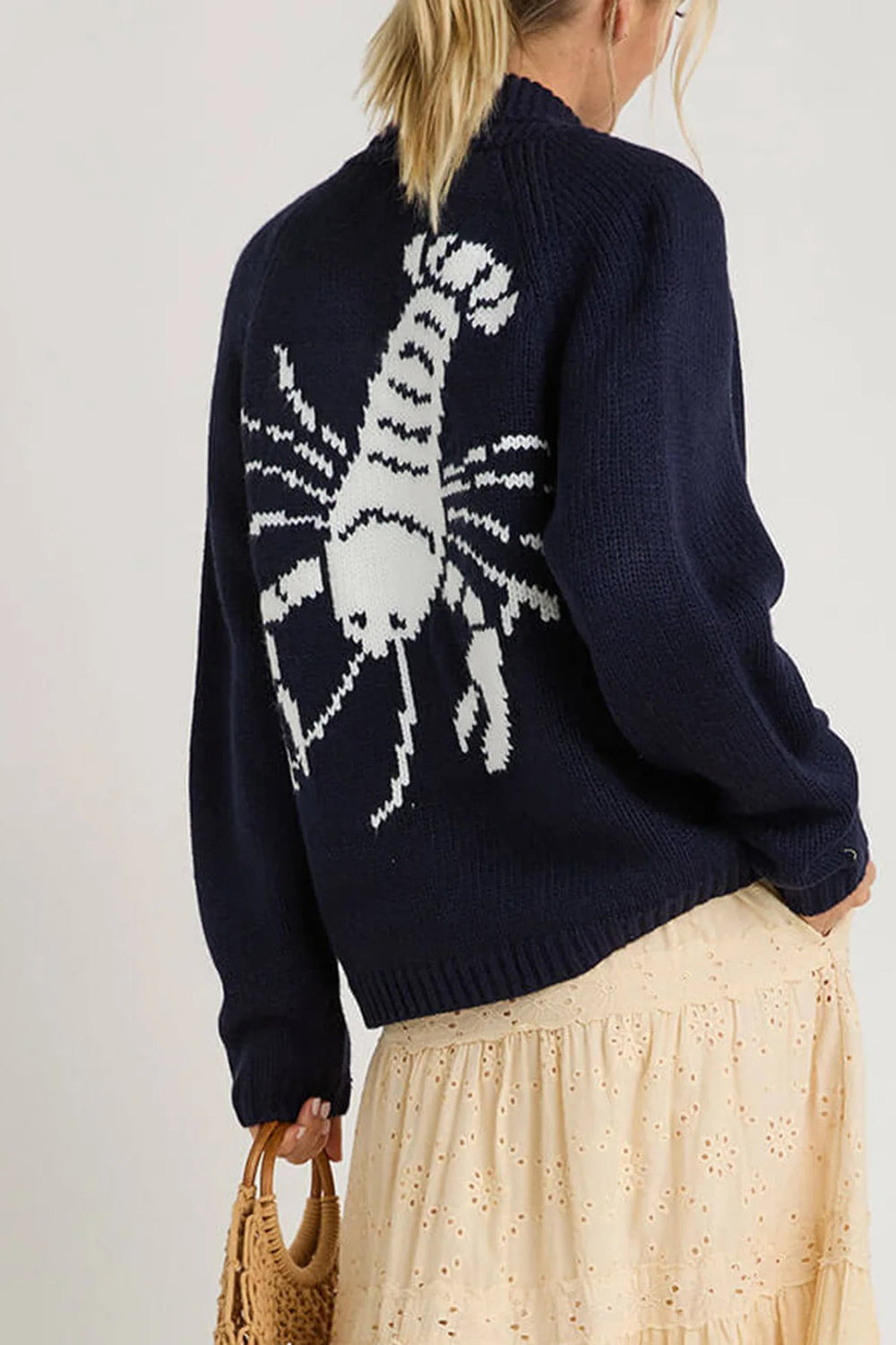 Lobster Print Knit Cardigan Black / S