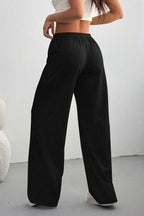 Solid Drawstring Waist Knit Pants