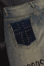 Studded Ripped Micro Flared Jeans