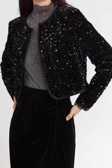 Black Velvet Sequin Blazer Coat