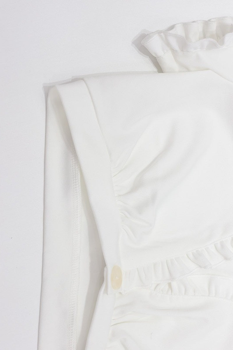 Ruffle Deep V Twist Front Crop Top