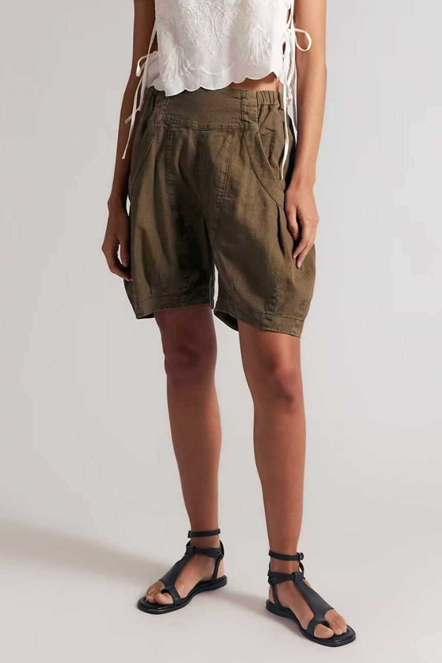 High Waist Utility Wide Leg Loose Fit Shorts