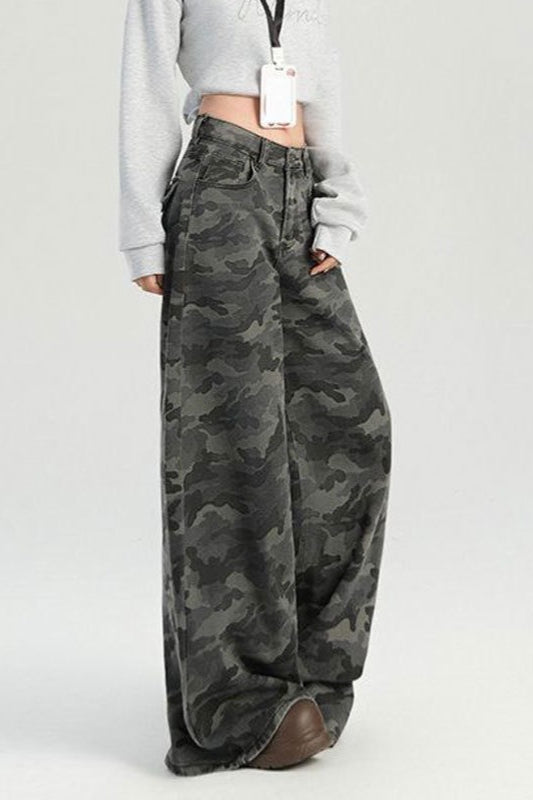 Camouflage Wide Leg High Waist Relaxed Jeans Secondary image