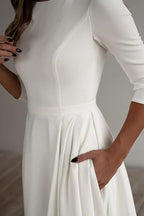 Three Quarter Sleeve Pocket Formal Dress
